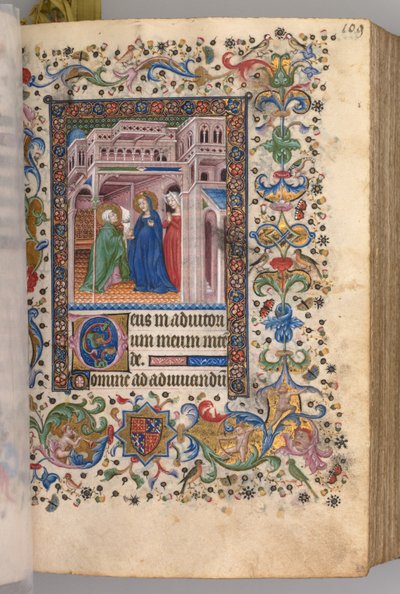 Hours of Charles the Noble, King of Navarre: fol. 55r, The Visitation Lauds by Master of the Brussels Initials and Associates