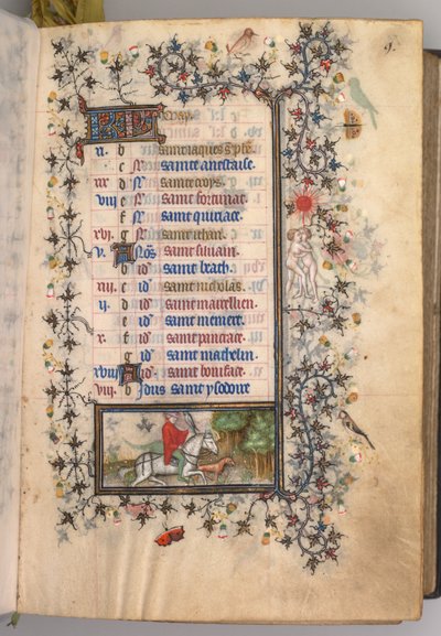 Hours of Charles the Noble, King of Navarre: fol. 5r, May by Master of the Brussels Initials and Associates