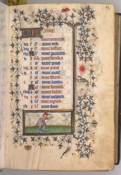 Hours of Charles the Noble, King of Navarre 1361-1425: fol. 6r, June, c. 1405 by Master of the Brussels Initials and Associates