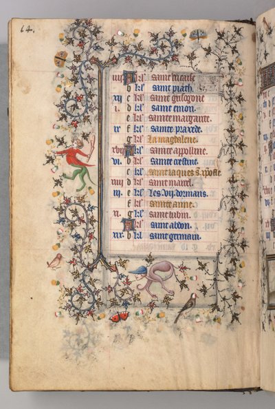 Hours of Charles the Noble, King of Navarre 1361-1425: fol. 7v, July by Master of the Brussels Initials and Associates