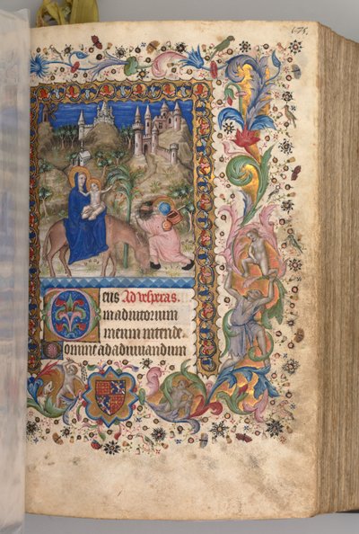 Hours of Charles the Noble, King of Navarre 1361-1425: fol. 88r, Flight into Egypt Vespers by Master of the Brussels Initials and Associates