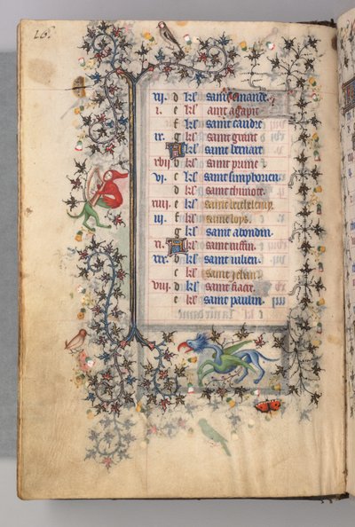 Hours of Charles the Noble, King of Navarre 1361-1425: fol. 8v, August, c. 1405 by Master of the Brussels Initials and Associates