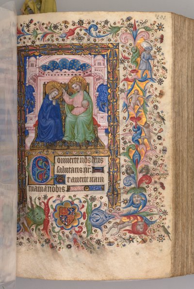 Hours of Charles the Noble, King of Navarre 1361-1425: Coronation of the Virgin, c. 1 by Master of the Brussels Initials and Associates
