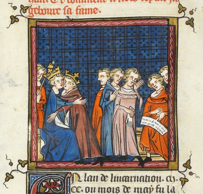 Philip Augustus and King John of England making peace, illustration from 