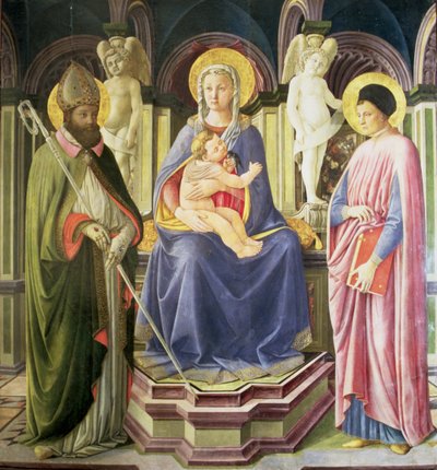 The Madonna and Child with Saints Clement and Justin by Master of the Castello Nativity