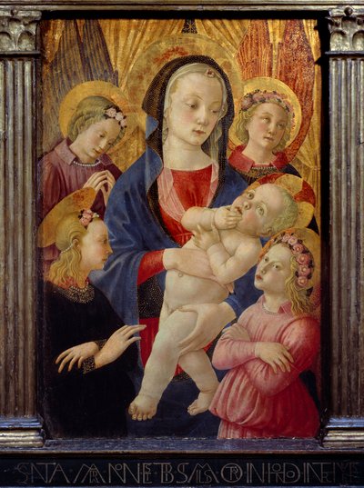 The Virgin and Child Surrounded by Four Angels by Master of the Castello Nativity