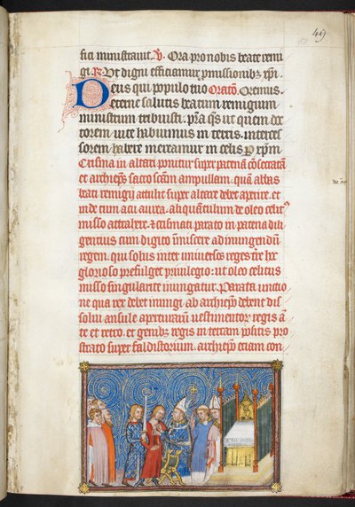 The Archbishop of Reims Unfastening the King’s Tunic (from The Coronation Book of Charles V, King of France) by Master of the Coronation Book of Charles V
