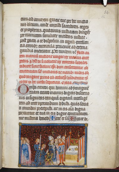 The Archbishop of Reims blessing of the King’s gloves, from 