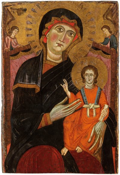 Madonna and Child Enthroned with Two Angels by Master of the Crucifix No. 434