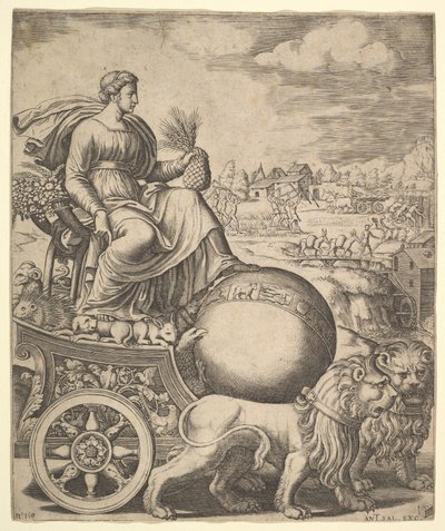 Cybele in Her Chariot Drawn by Two Lions by Master of the Die