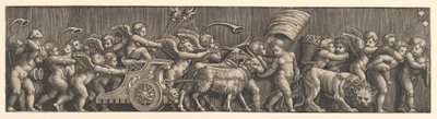 Frieze arrangement depicting the Triumph of Love, Cupid in a Chariot led by goats, man, 1530-60 by Master of the Die