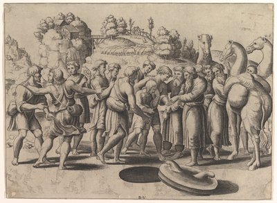 Joseph Being Sold by His Brothers by Master of the Die