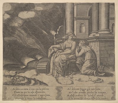 Proserpina Gives Psyche the Box of Beauty (Plate 27) by Master of the Die