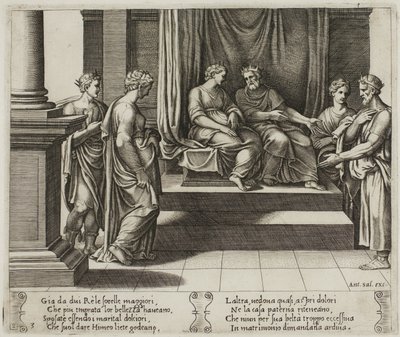 The Two Sisters of Psyche are Married to Kings; Psyche is Presented to a King by Master of the Die