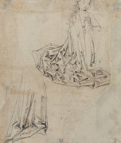 Female Figure Kneeling in Prayer by Master of the Drapery Studies