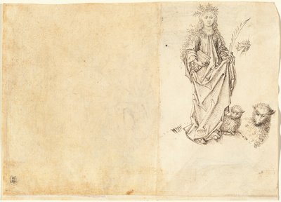 Saint Agnes by Master of the Drapery Studies after Martin Schongauer