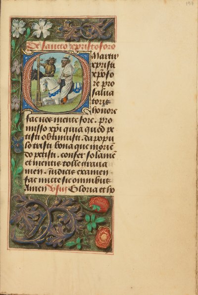 Initial O: Saint Christopher by Master of the Dresden Prayer Book