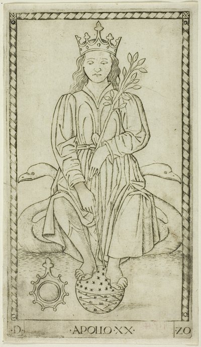 Apollo, plate 20 from Apollo and the Muses by Master of the E Series Tarocchi