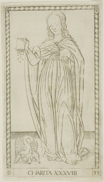 Charity, Plate 38 from Genii and Virtues by Master of the E Series Tarocchi