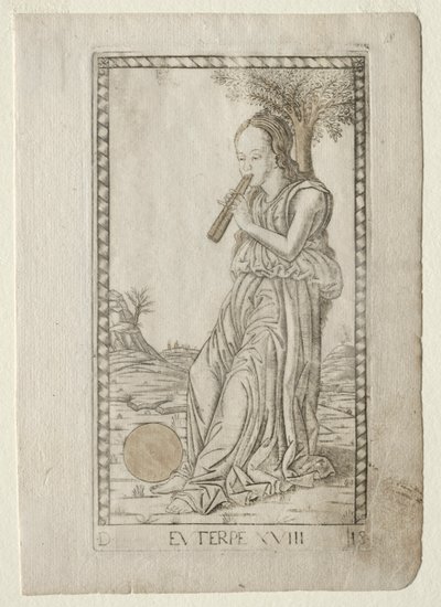 Euterpe, Music, Lyric Poetry from the Tarocchi Series, Before 1467 by Master of the E Series Tarocchi