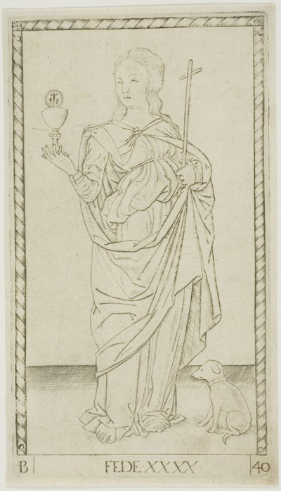 Faith Plate 40 from Genii and Virtues by Master of the E Series Tarocchi