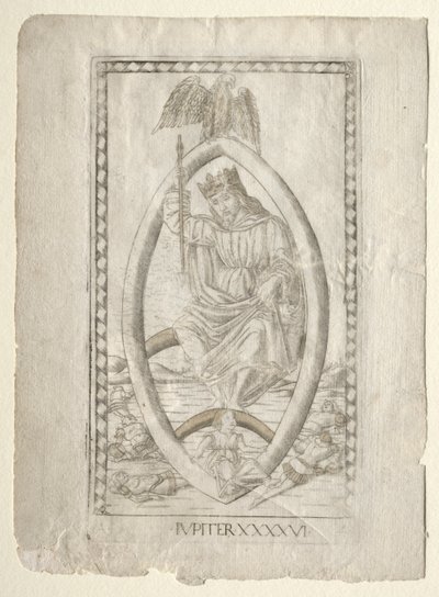 Jupiter from the Tarocchi, Series A: Firmaments of the Universe, #46, Before 1467 by Master of the E Series Tarocchi