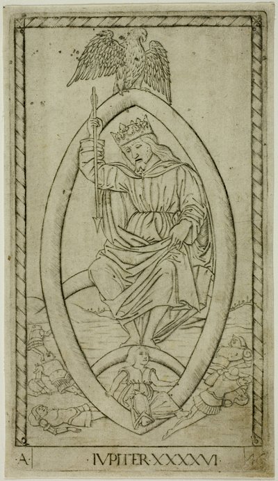 Jupiter, plate 46 from Planets and Spheres by Master of the E Series Tarocchi