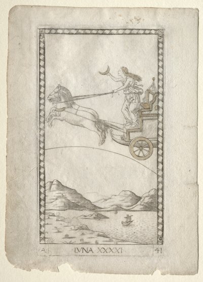 Luna from the Tarocchi, Series A: Firmaments of the Universe, #41 by Master of the E Series Tarocchi