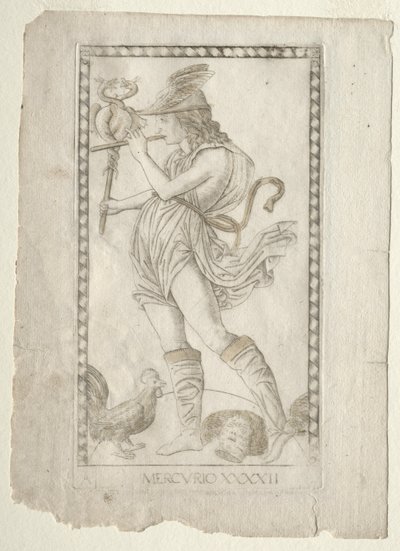 Mercury from the Tarocchi, Series A: Firmaments of the Universe, #42 by Master of the E Series Tarocchi