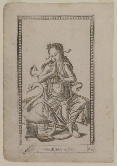 Music from the Tarocchi, series C: Liberal Arts, #26, before 1467 by Master of the E Series Tarocchi