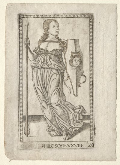 Philosophy (from the Tarocchi, series C: Liberal Arts, #28) by Master of the E Series Tarocchi