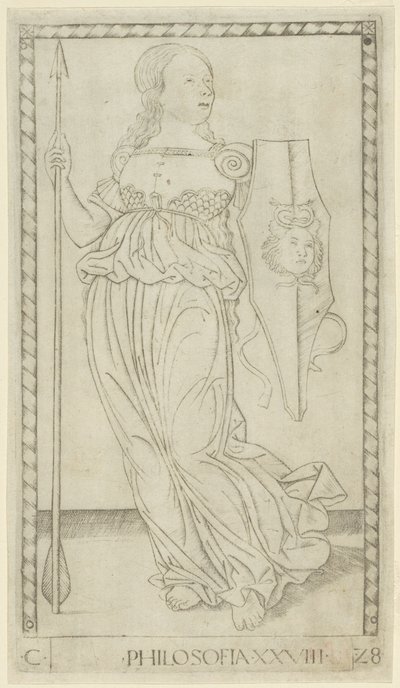 Philosophy, plate 28 from Arts and Sciences by Master of the E Series Tarocchi
