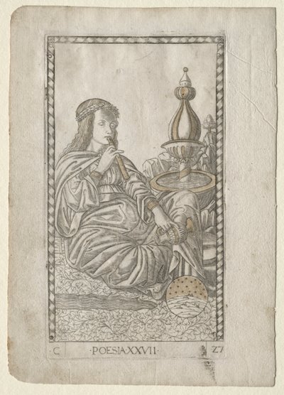 Poetry (from the Tarocchi, series C: Liberal Arts, #27) by Master of the E Series Tarocchi