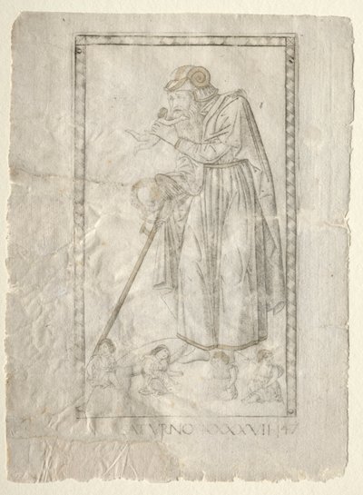 Saturn (from the Tarocchi, series A: Firmaments of the Universe, #47) by Master of the E Series Tarocchi