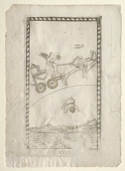 Sun from the Tarocchi, series A: Firmaments of the Universe, #44, before 1467 by Master of the E Series Tarocchi