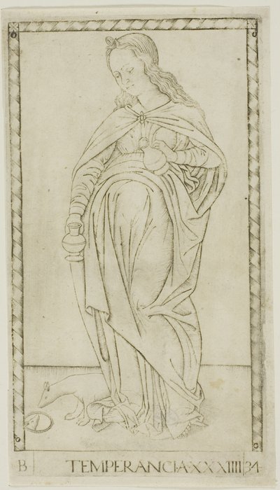 Temperance, plate 34 from Genii and Virtues by Master of the E Series Tarocchi