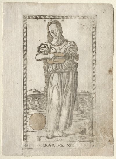 Terpsichore (dancing and song) (from the Tarocchi series D: Apollo and the Muses, #13) by Master of the E Series Tarocchi