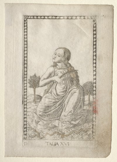 Thalia (comedy, pastoral poetry) (from the Tarocchi series D: Apollo and the Muses, #16) by Master of the E Series Tarocchi