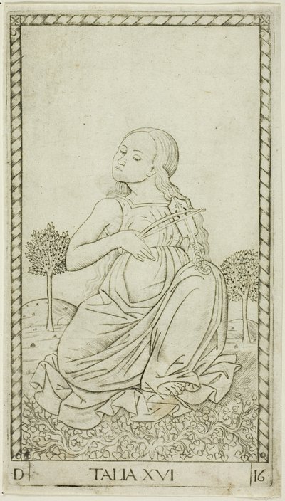 Thalia, Plate Sixteen from Apollo and the Muses by Master of the E Series Tarocchi