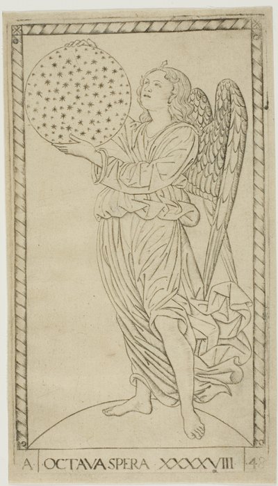 The Angel and the Eighth Sphere, plate 48 from Planets and Spheres by Master of the E Series Tarocchi