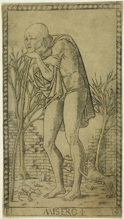 The Beggar, plate one from The Ranks and Conditions of Men by Master of the E Series Tarocchi