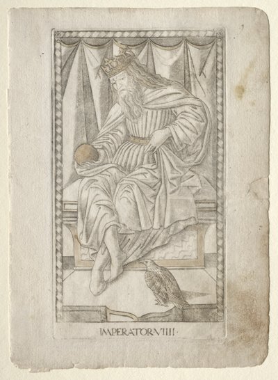 The Emperor from the Tarocchi, Series E: Conditions of Man, #9, Before 1467 by Master of the E Series Tarocchi