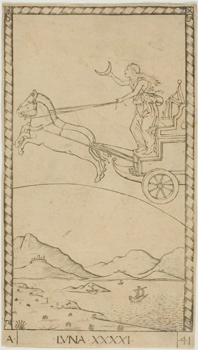 The Moon, plate 41 from Planets and Spheres by Master of the E Series Tarocchi