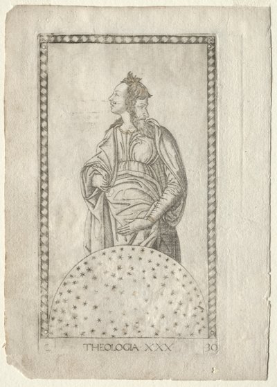 Theology from the Tarocchi, series C: Liberal Arts, #30, before 1467 by Master of the E Series Tarocchi