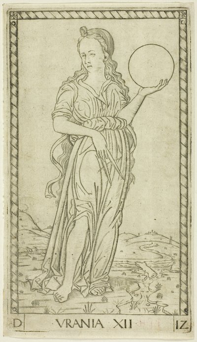 Urania, plate twelve from Apollo and the Muses by Master of the E Series Tarocchi