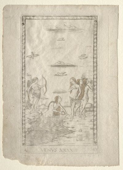 Venus from the Tarocchi, Series A: Firmaments of the Universe, #43, before 1467 by Master of the E Series Tarocchi