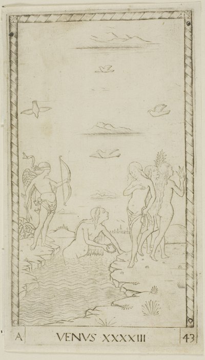 Venus, plate 43 from Planets and Spheres by Master of the E Series Tarocchi