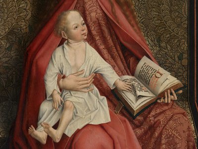 Madonna Crowned by Angels (detail) by Master of the Embroidered Foliage