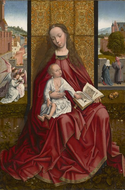 The Virgin and Child Enthroned by Master of the Embroidered Foliage
