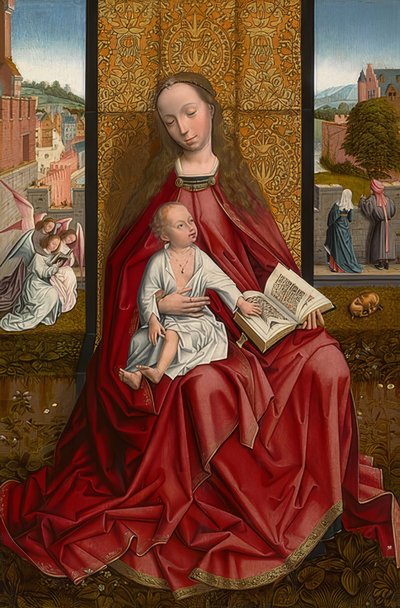 Enthroned Mary with Child. Around 1500 by Master of the Embroidered Foliage